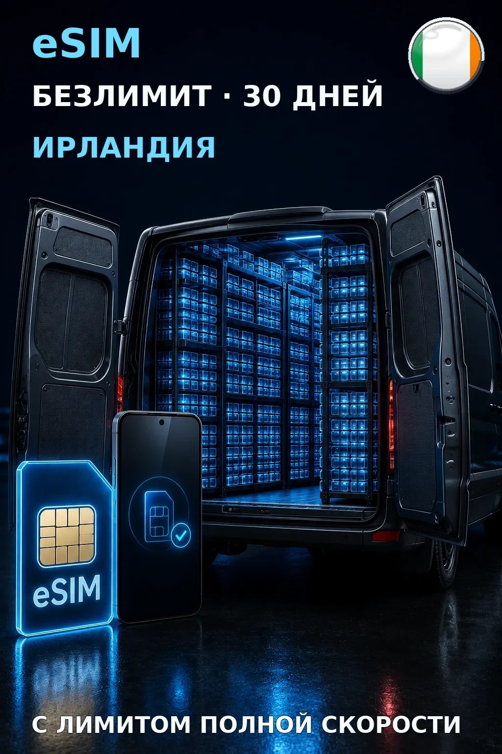 eSIM Ирландия — БЕЗЛИМИТ, 30 дней — интернет