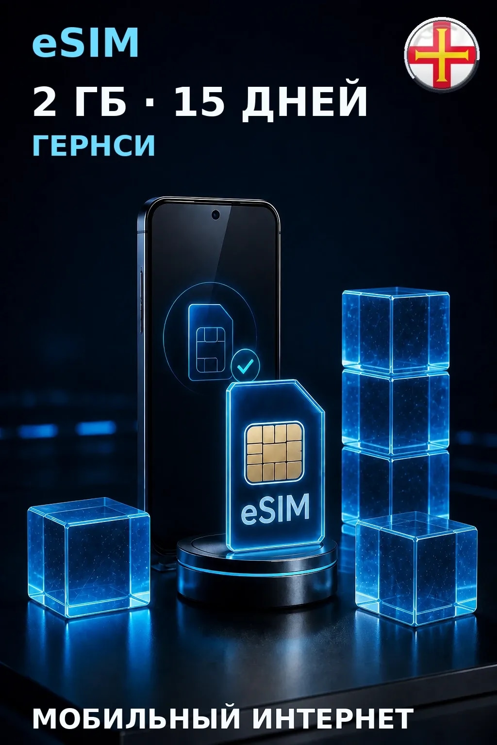 eSIM Гернси — 2 ГБ, 15 дней — интернет