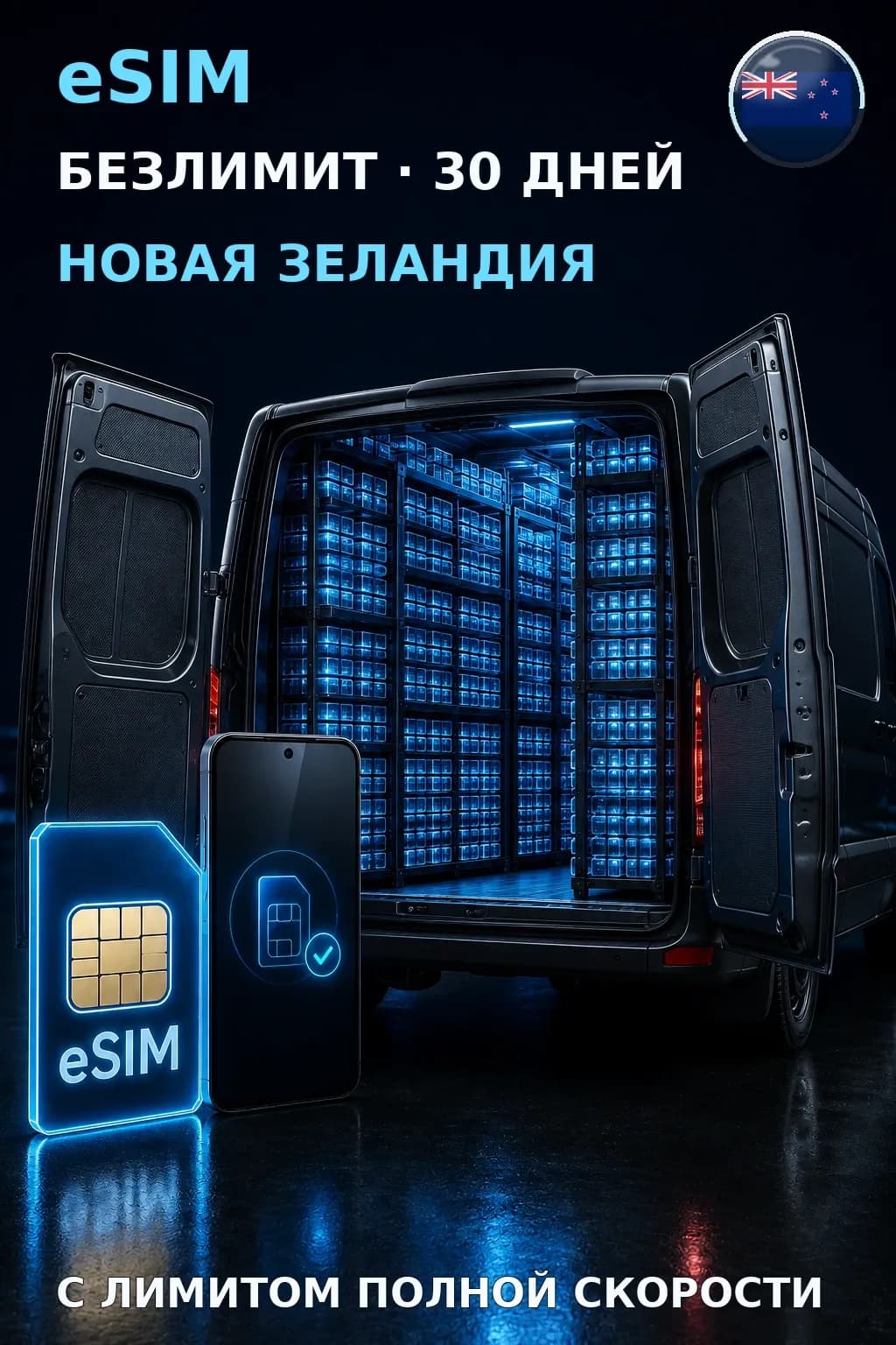 eSIM Новая Зеландия — БЕЗЛИМИТ, 30 дней — интернет