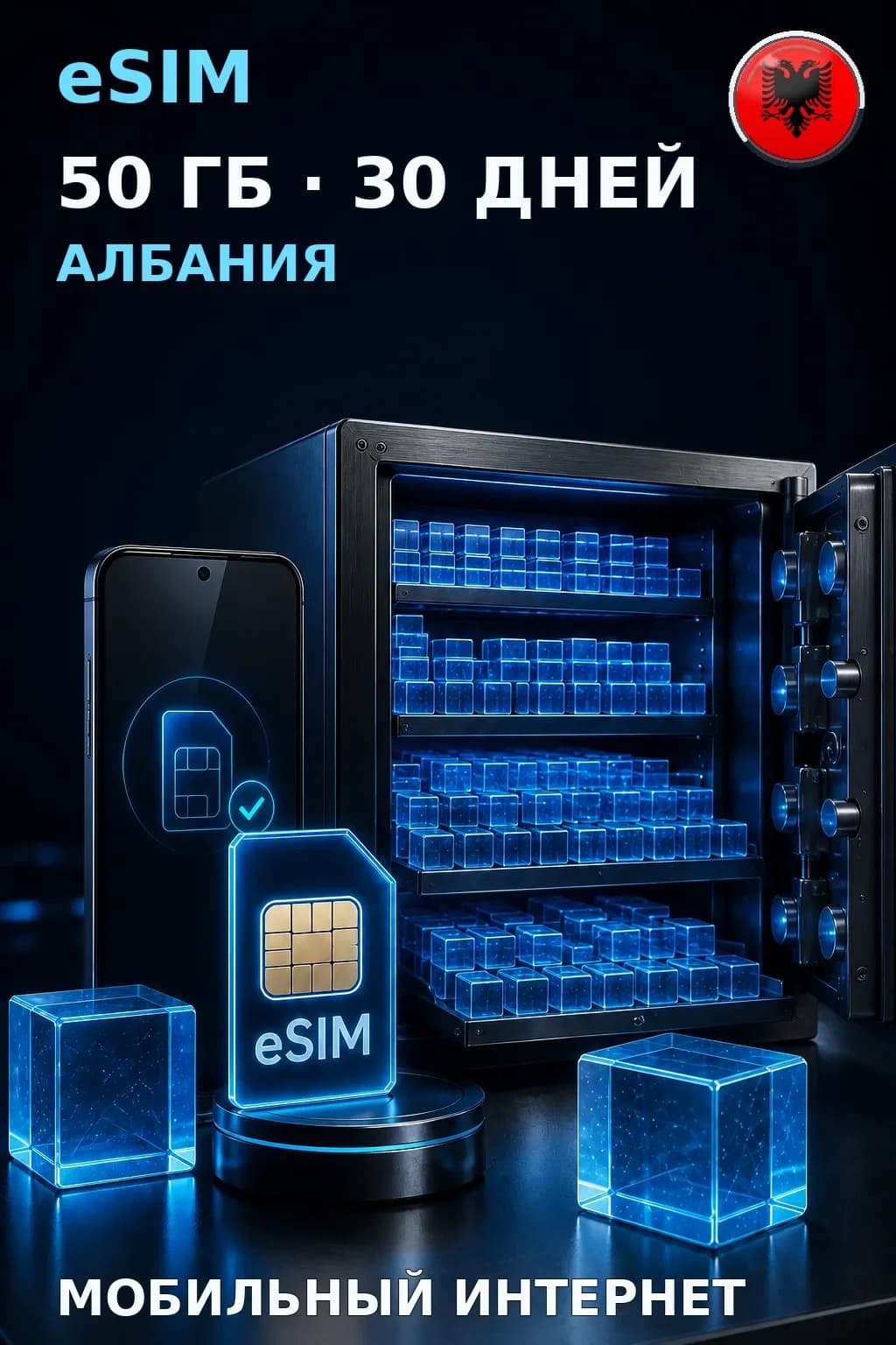 eSIM Албания — 50 ГБ, 30 дней — интернет