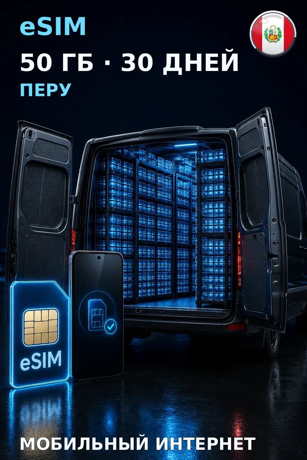 eSIM Перу — 50 ГБ, 30 дней — интернет