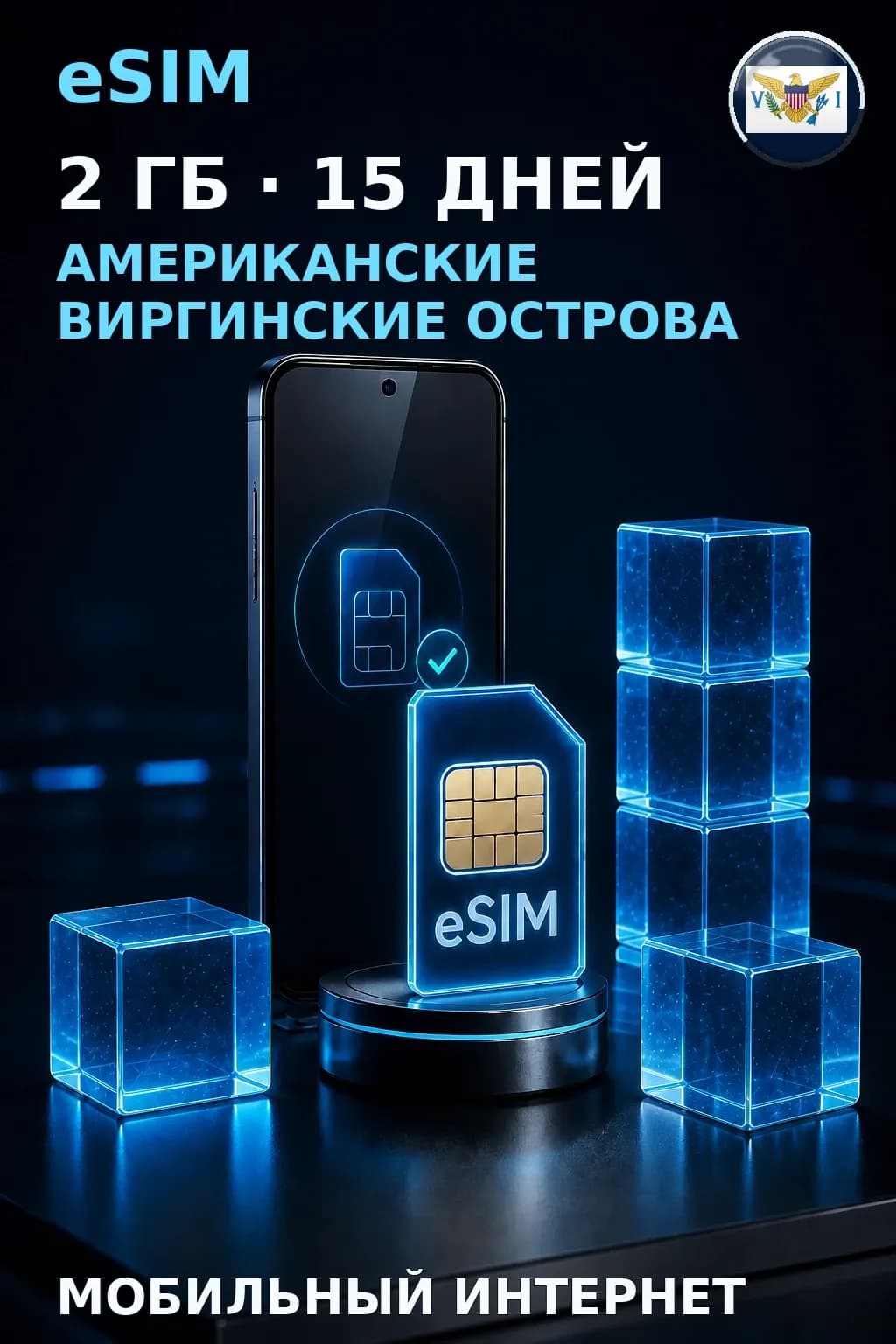 eSIM Американские Виргинские Острова — 2 ГБ, 15 дней — интернет