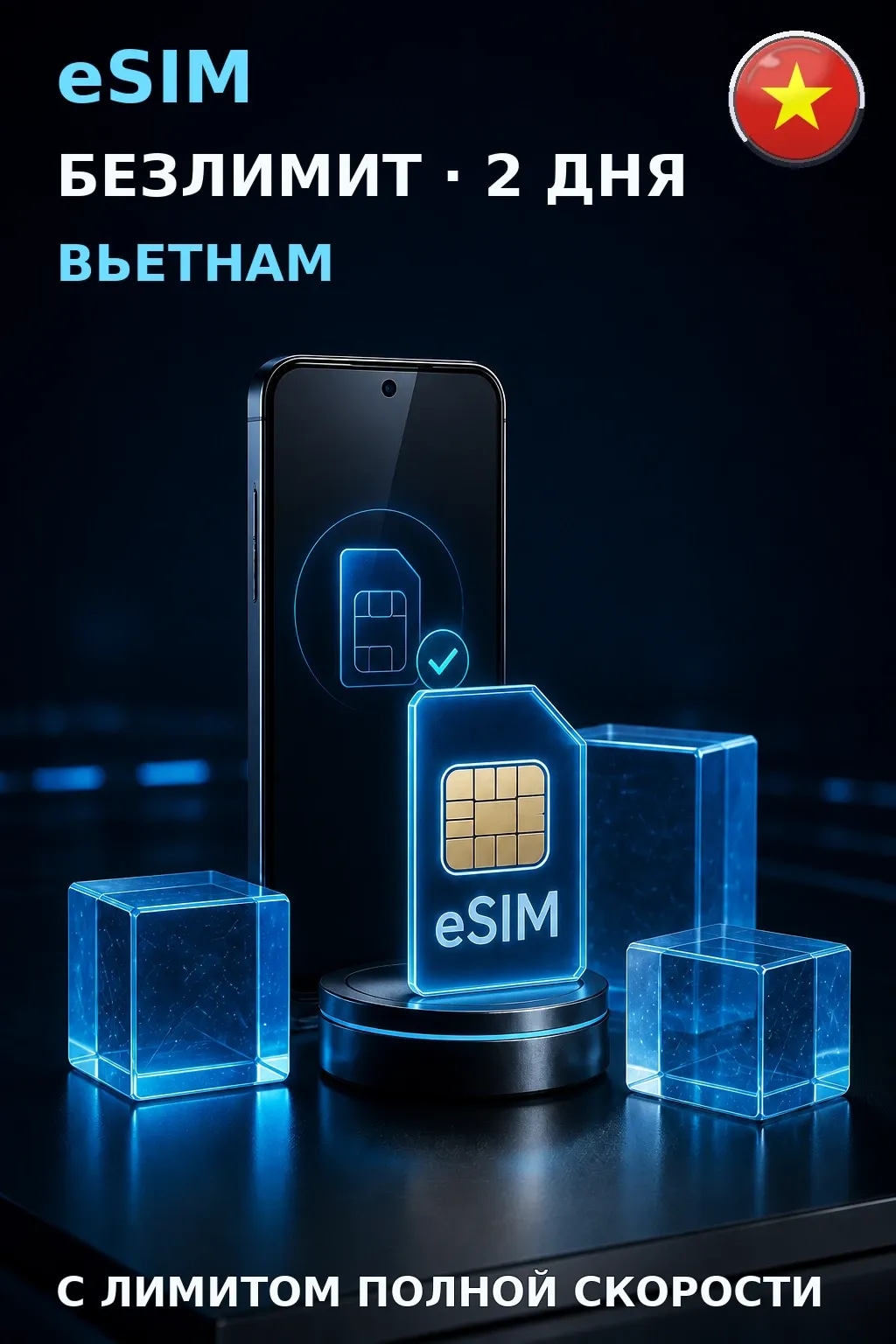 eSIM Вьетнам — БЕЗЛИМИТ, 2 дня — интернет