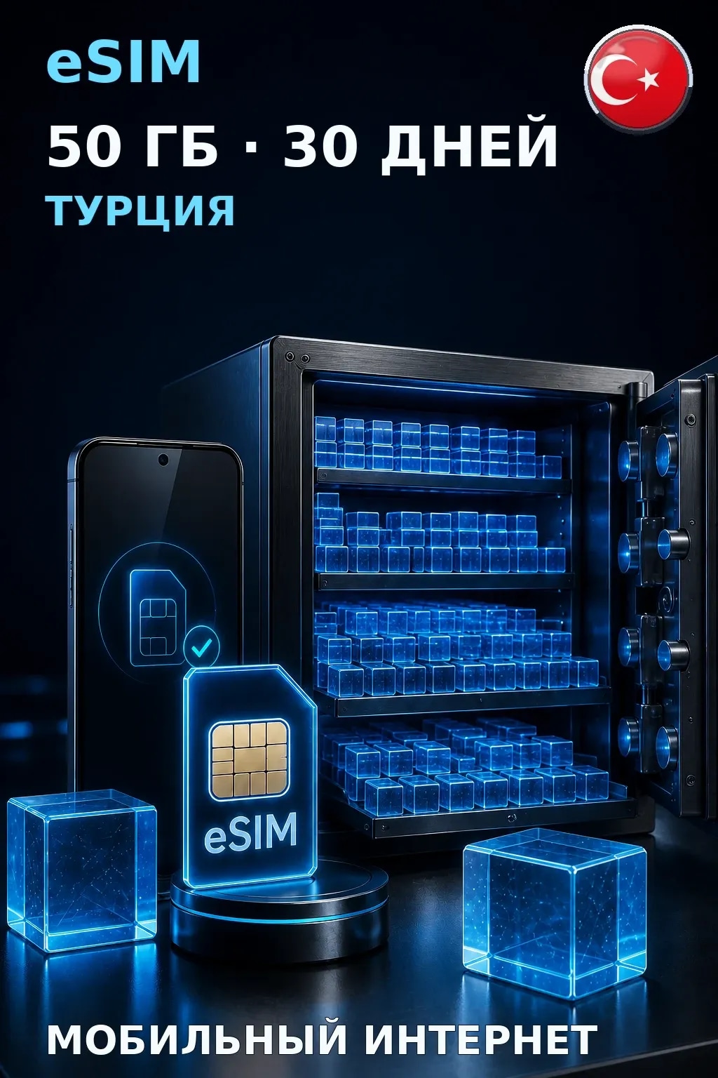 eSIM Турция — 50 ГБ, 30 дней — интернет
