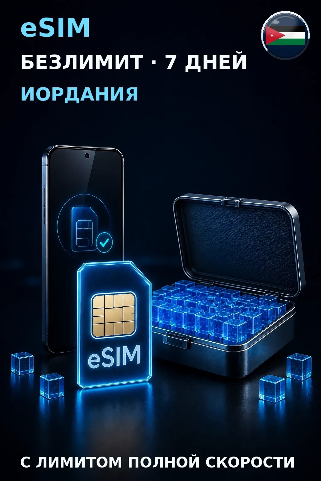 eSIM Иордания — БЕЗЛИМИТ, 7 дней — интернет