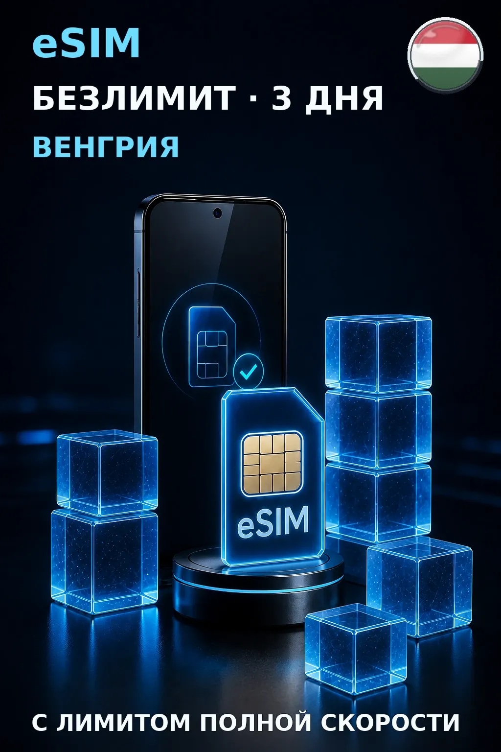 eSIM Венгрия — БЕЗЛИМИТ, 3 дня — интернет