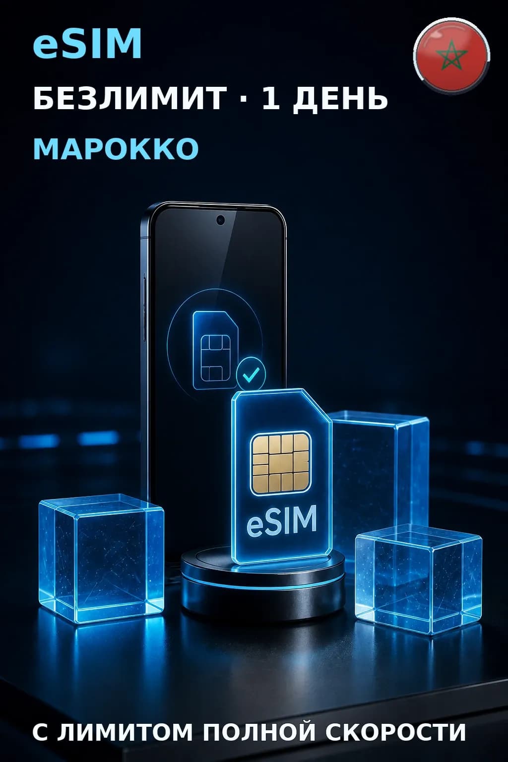 eSIM Марокко — БЕЗЛИМИТ, 1 день — интернет