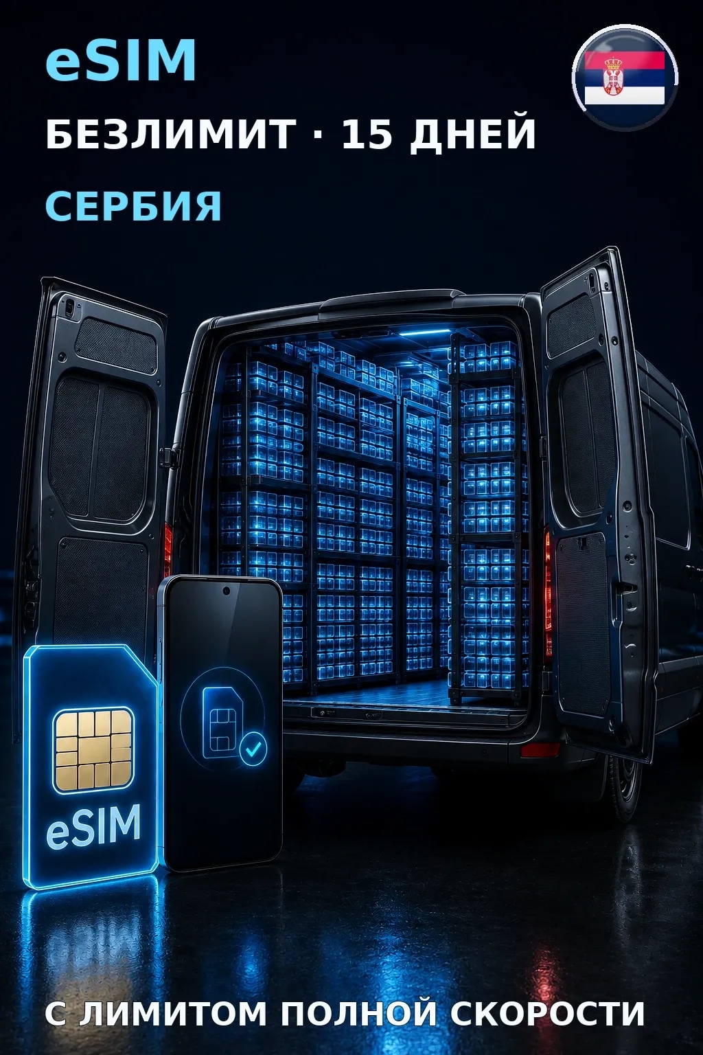 eSIM Сербия — БЕЗЛИМИТ, 15 дней — интернет